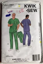UNCUT Kwik Sew 2861 Men’s Medical Scrubs S M L XL XXL Top & Pants Pattern *Read