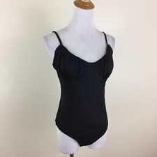 PRINCESS POLLY Womens sz 10 Black Ruching 2Ply Cotton Stretch One Piece Bodysuit