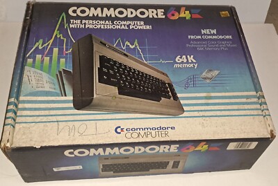 Vintage Commodore 64 Personal Computer Original, System & All Cords