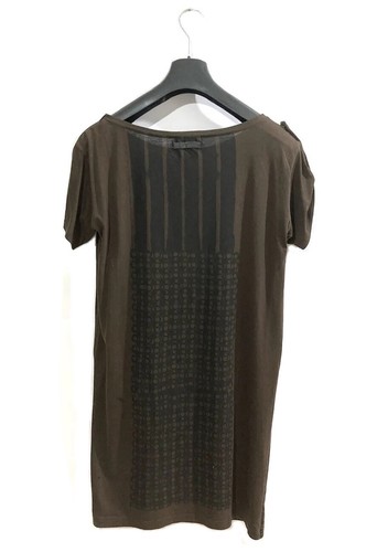 DIESEL BLACK GOLD Jersey T-shirt Dress in Brown & Cotton Black Prints Size M Y2K - Picture 7 of 12