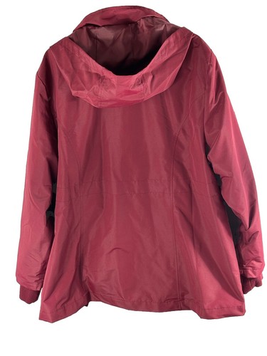 Catherines Burgundy Raincoat w/Detachable Hood & Lining 2X Zip up & Drawstring - Picture 16 of 20