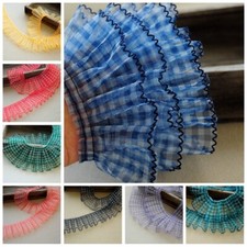 5M Check Ruffles Pleated Mesh Edging Lace Trimming Frill Fabric Sewing