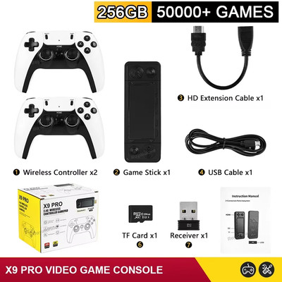 X9 PRO Gamestick 128G/256G 4K HD Retro Game Console with Dual Controllers