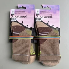 2 Pack Smartwool Mid Crew Socks Hike Light Cushion Unisex Size Med brown Lot Of