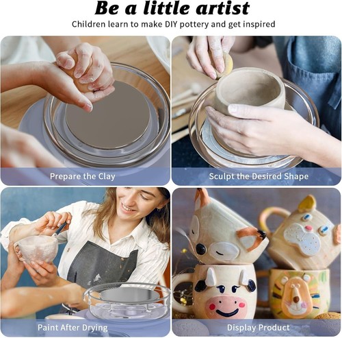 Detachable Mini Pottery Wheel Kit - Complete Set for Creative Beginners, Purple - Picture 9 of 10