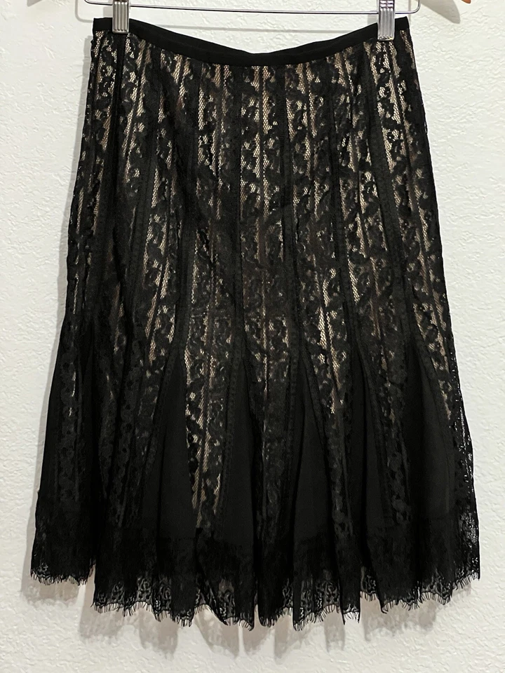 Falda bruja Ann Taylor 2p negra con volantes de encaje coqueta oscura hada caprichoso Foto 2 de 4
