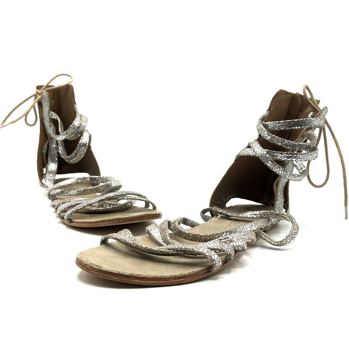 Free People Womens Juliette Lace Up Leather Gladiator Sandals