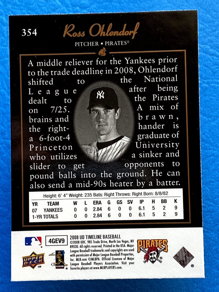 2008 Upper Deck Timeline Ross Ohlendorf #354 - Image 2 of 2