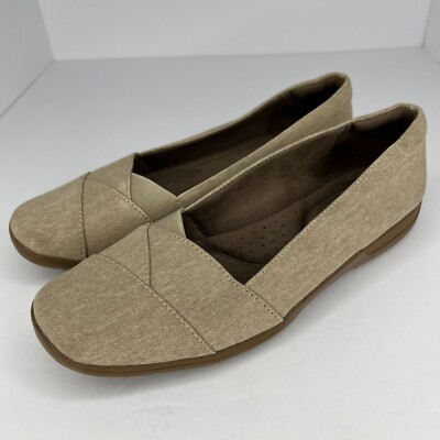 Natural Soul Womens Size 8 Beige All-Thru Comforrt Canvas Slip-On Ballet Flats