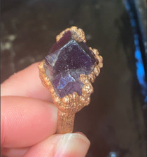 Large, Brand New, Artist Made, Semiprecious, Large, Amethyst Ring w/ Copper Base