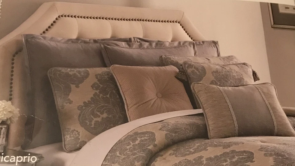 Veratex DICAPRIO Reversible Euro Sham 26 x 26 Gris Bronceado Sutil Raya NUEVO Foto 3 de 4