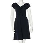 Diane Von Furstenberg Women's Samaya Blue V Neck Ruffle Form Fitting Dress 10
