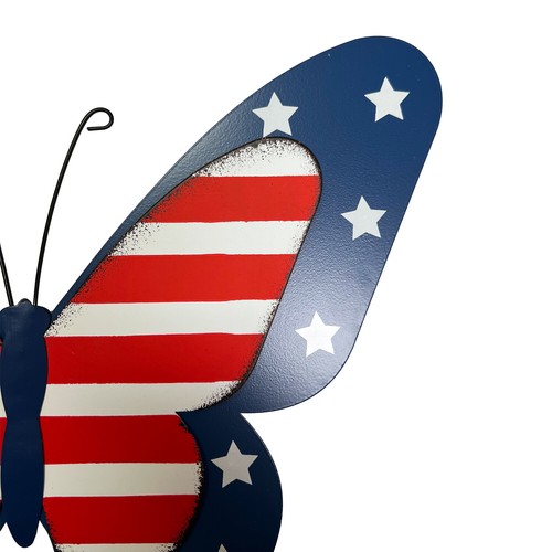 Rustic Hanging Metal American Flag Patriotic Butterfly Wall Door Yard Signs - 第 11/23 張圖片