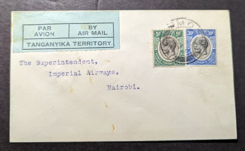 1932 British KUT Airmail Cover Nairobi to London Round Trip