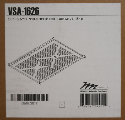 Middle Atlantic Rack Server VSA-1626 16''-26''D Adjustable Telescoping Shelf