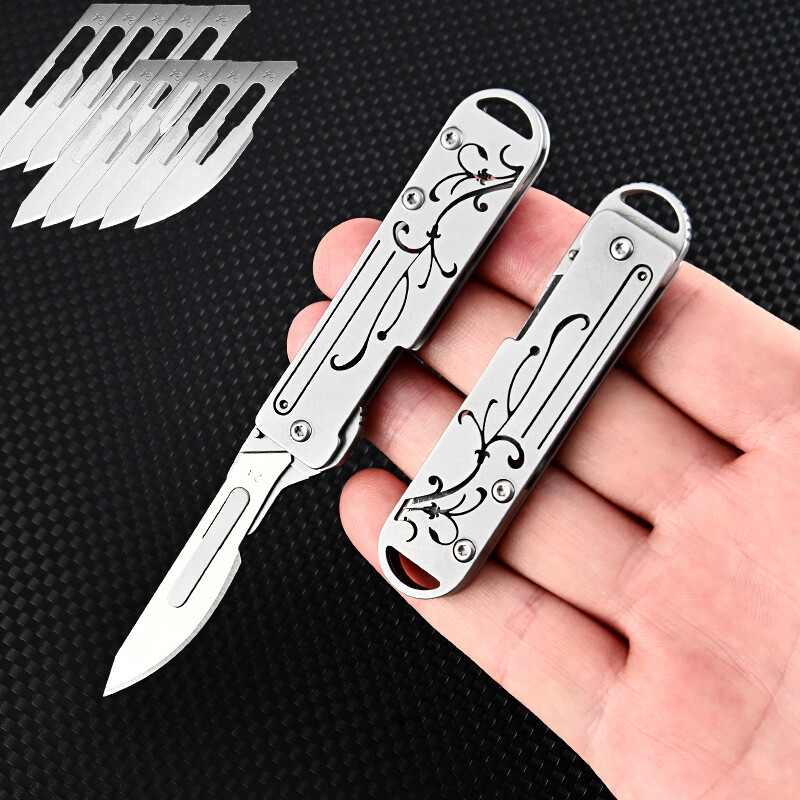 EDC Folding Utility Knife Keychain Cutter Pocket Knife Outdoor Camping Tool