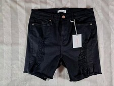 Good American Black Distressed Cut Off High R...