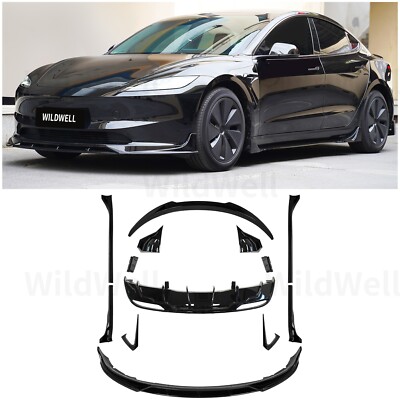 For 2024-2025 Tesla Model 3 Highland Full Body Kit Aerokit Glossy Black