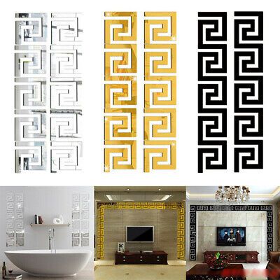 10 Pack 3D DIY Mirror Acrylic Tile Wall Sticker Removable Decal Art Mural Decor