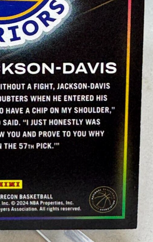 Trayce Jackson-Davis 2023-24 Recon Rookie GOLD FOIL #07/10 Golden State Warriors - Bild 10 von 10