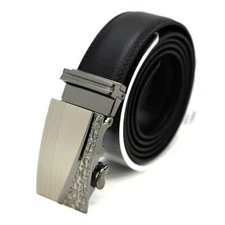 Mens Genuine Leather Ratchet Belt with Slide Buckle Dress Casual Jean Belt US