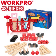 WORKPRO 43PC Wooden Building Toy Tool Set Creative Construction Toy Building Toy