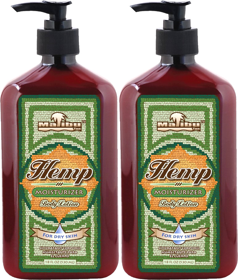 LOCIÓN CORPORAL DE CÁÑAMO bronceado Malibu para piel seca crema hidratante de cáñamo, paquete de 2 18 fl oz cada uno