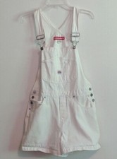 White Denim Bib Short Overalls Original Union Bay Girls 100 Cotton Size Large