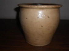 RARE EARLY ANTIQUE SEMI-OVOID SALT GLAZE CROCK - COWDEN