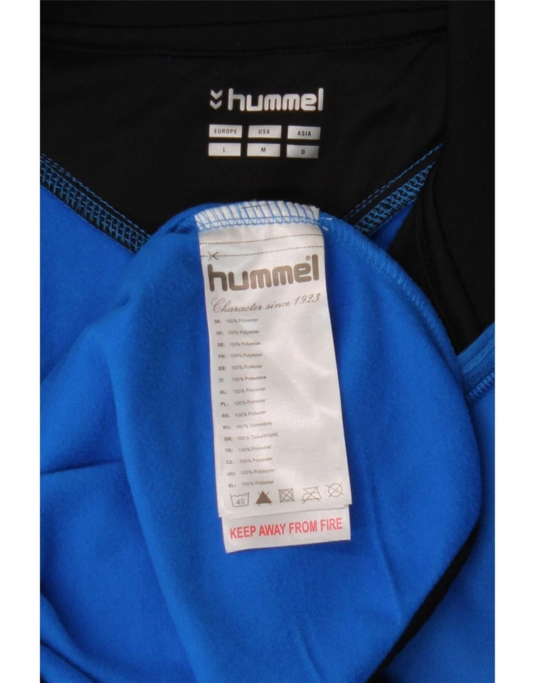 HUMMEL Hombres Gráfico Cremallera Cuello Pullover Chándal Top Grande Azul Bloque de Color AG03 Foto 3 de 3
