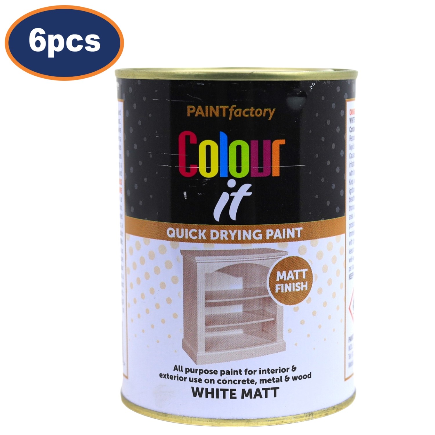 Paint Factory White Matt Paint Tin For Interior Exterior Quick Drying 300ml 6Pcs