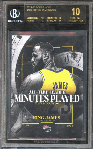 LeBron James 2024-25 Topps Now All-Time Minutes Played Lakers BGS BLACK LABEL 10