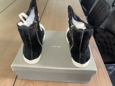 Rick Owen's High Top Cow Fur Sneakers For Women US 8.5 EUR 39