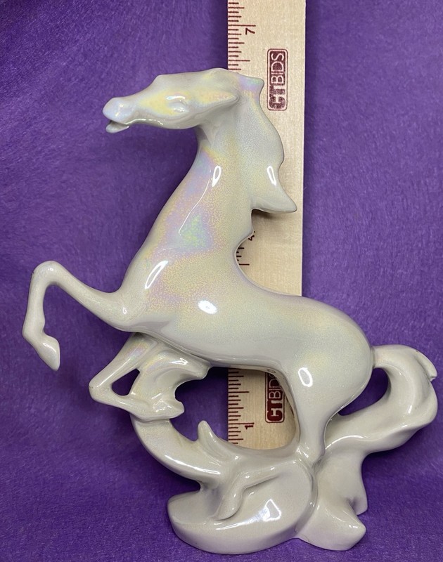 Vintage Figurine. Horse, White Iridescent, Capodimonte Maker’s Mark