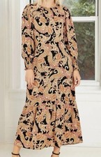 Romantic Modest Boho revival Long Sleeve Dress- Who What Wear - Paisley floral M