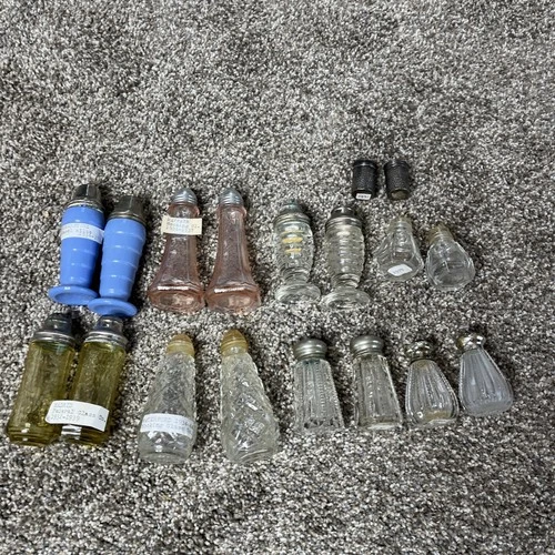 Vintage Glass Salt and Pepper Shakers Lot Of 9 Sets Hocking Federal Hazel Atlas