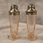 Vintage Hazel Atlas Pink Depression Royal Lace Salt and Pepper Shakers