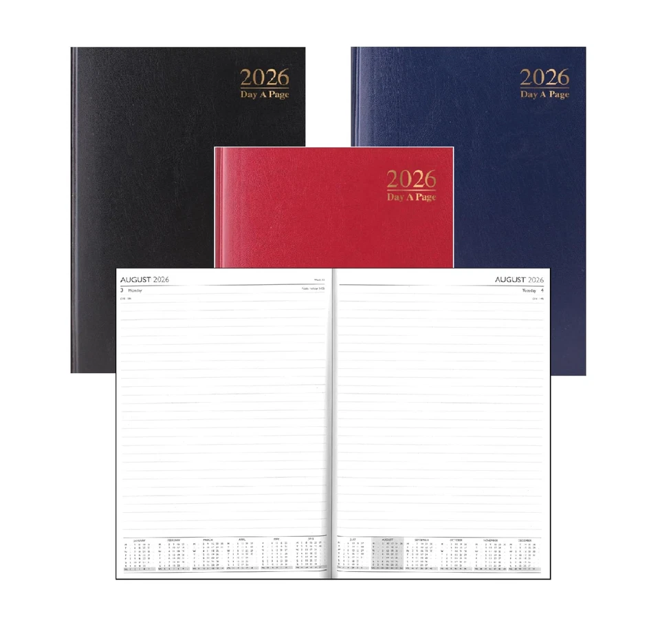ABBEYSHAKE 2026 diary A4 A5 one day to a page desk business hard backed planner per book