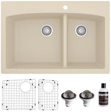Karran USA QT-711-PK1 Quartz QT 33" Drop In Double Basin Quartz