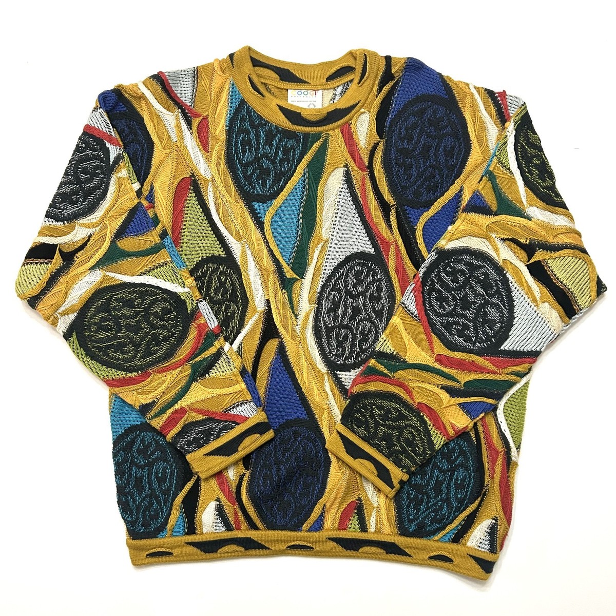 Coogi Australia 3D Knit Sweater XL Multicolor Mercerized Cotton