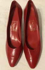Vintage Joyce Red Leather High Heels 2.5  Siz...