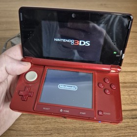 Nintendo 3DS Flame Red Console - W/ Charger/Dock/Stylus - CLEAN & TESTED