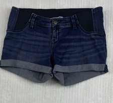 Isabel Maternity Denim Dark Wash Cuffed Shorts Midi Short Size 4