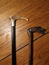 Antique Ladies Side Saddle Stick And Natural Hazel/blackthorn Walking Stick 