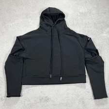 Alo Yoga Hoodie Womens Large Black Peak Cutout Long Sleeve Pullover Crop Gym