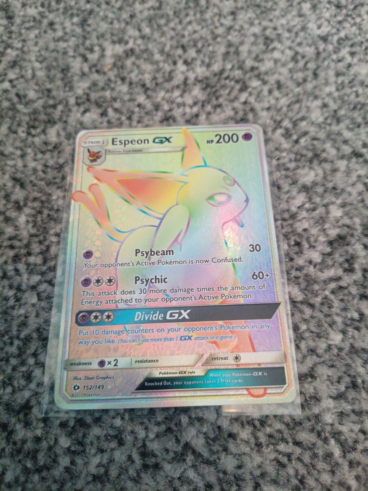 Pokemon TCG Espeon GX 152/149 Rainbow Secret Rare Card Sun Moon Base Set