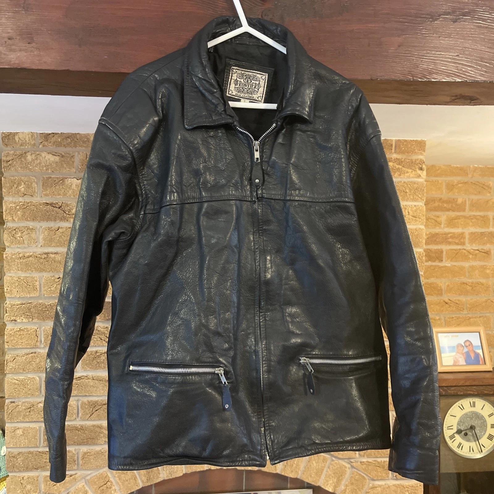 Men's NEW FRONTIER DUSTER Blick Riding Leather Jacket Coat
