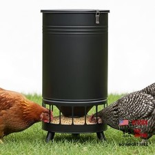 Solution4Patio 65 LB Large Chicken Feeder No-Waste, Portable Gravity Black