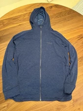 Rab Nexus Hoody lightweight stretch fleece jacket blue heathered size Large