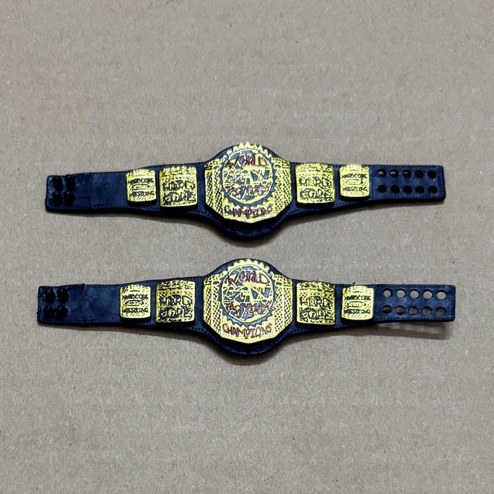 2x Mattel ECW World Tag Team Championship Wrestling Belt Figure